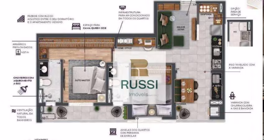 Apartamento com 2 dormitórios à venda, 68 m² por R$ 830.000,00 - Jardim Satélite - São José dos Campos/SP