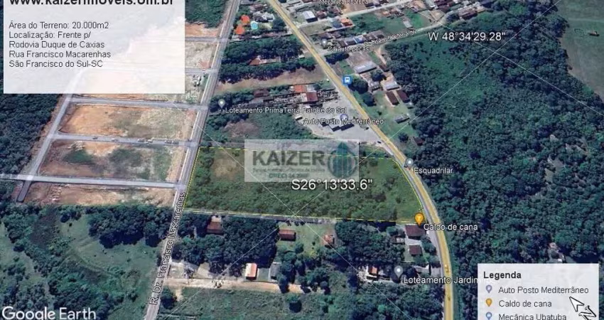 *** terreno com 02 frentes para ruas asfaltadas, contendo 20.000m2, situado no bairro reta, em são francisco do sul-sc ***