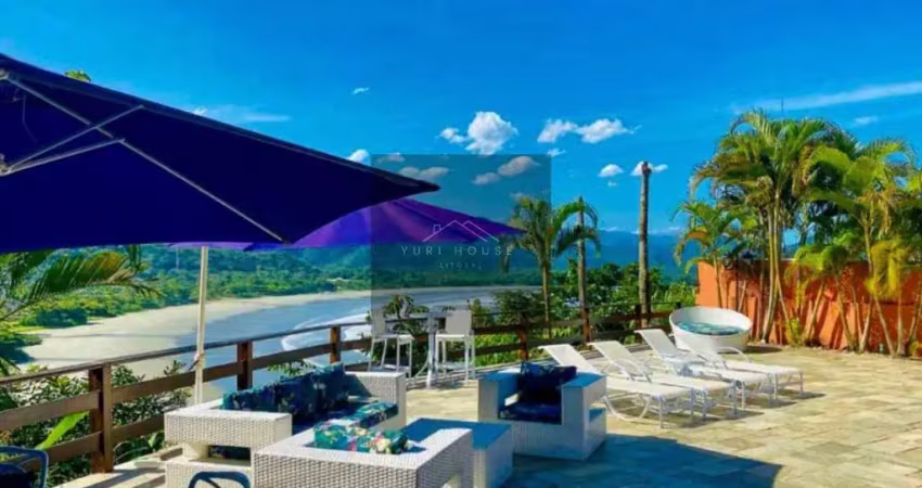 Casa com vista do em condomínio à venda em ubatuba-sp, praia brava : 5 quartos, 3 suítes, 3 salas, 8 banheiros, 7 vagas, 400m². venha conhecer!