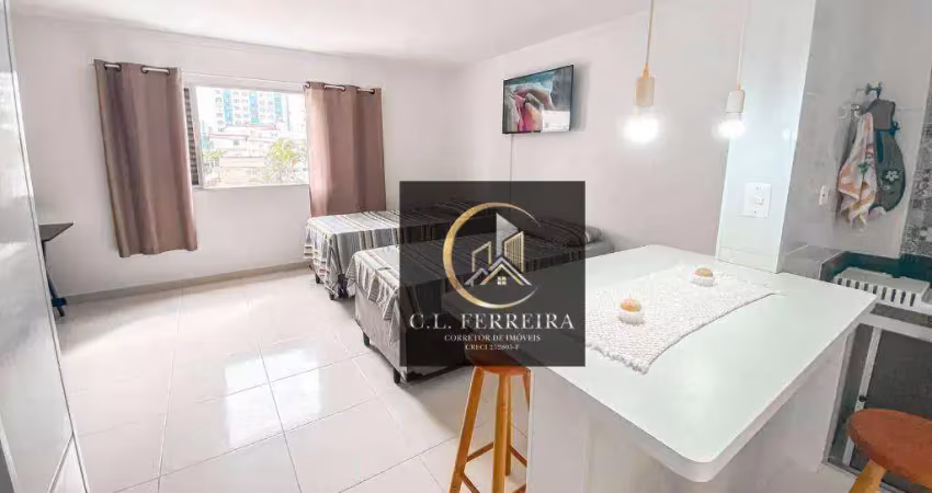 Kitnet mobiliada com 1 dormitório à venda, 34 m² por r$ 230.000 - vila guilhermina - praia grande/sp