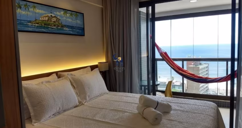 APARTAMENTO ESTÚDIO NA BARRA COM 24 METROS ANDAR ALTO. RUA MARQUES DE CARAVELAS  VISTA MAR PORTEIRA FECHADA.