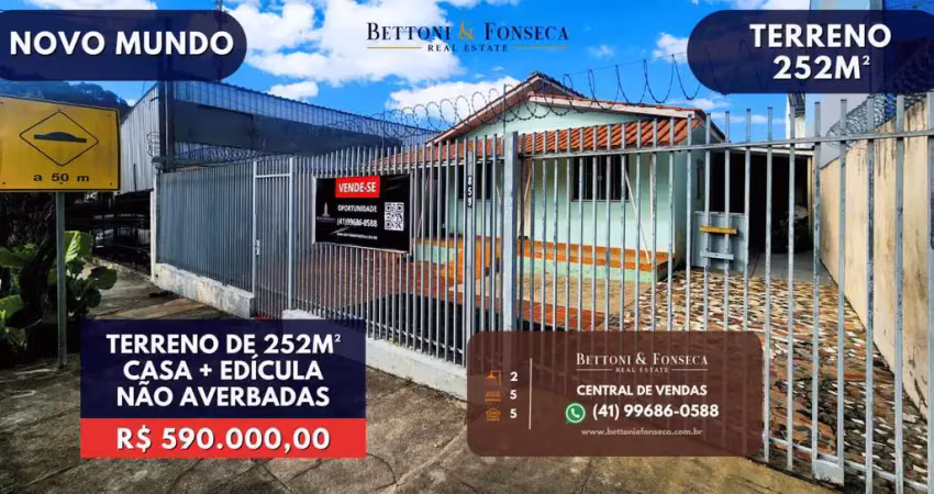 Terreno de 252m2 no novo mundo, com 2 casas em alvenaria