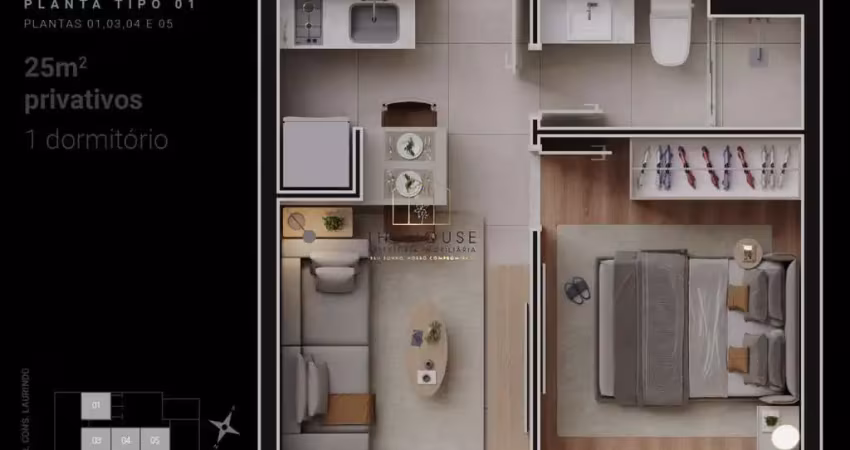 Apartamento para venda em curitiba, centro, 1 dormitório, 1 banheiro