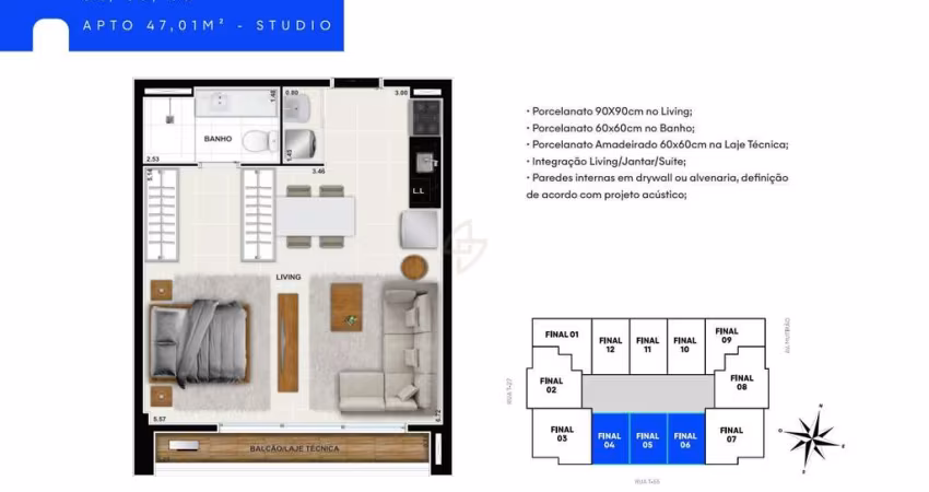 Apartamento Hub Compact Life 47m²