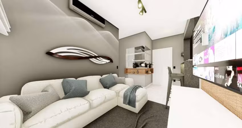 Apartamento à venda em praia grande, 1 dormitório, caiçara - r$220 mil