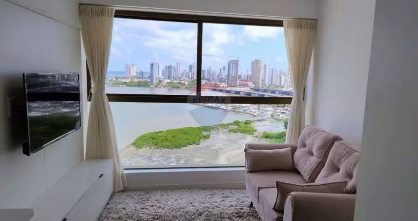 Flat mobiliado com 42m², andar alto e nascente.
