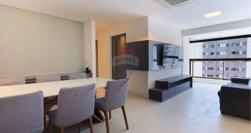 Alto padrão com 90m úteis, sala para 3 ambientes, varanda, 3 quartos sendo 1 suíte, dependência completa e 2 vagas de garagem cobertas. lazer completo