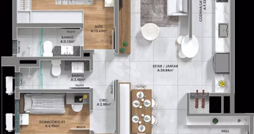Apartamento com 3 Dormitórios (1 suíte) no Botafogo
