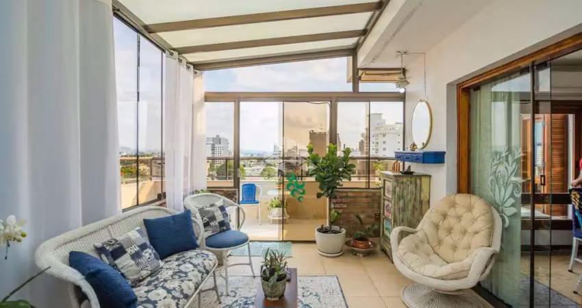 Cobertura duplex, com 2 dormitórios, 1suites, hidro, sacadas, vista, churrasqueira e 3 vagas de garagem a venda no Bairro Marechal Rondon/Canoas!