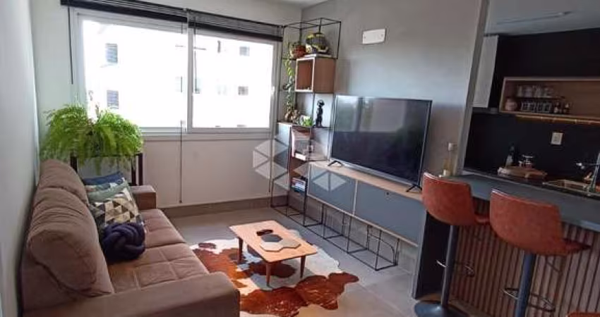 Apartamento 1 dormitório, Marechal Rondon Canoas, semi-mobiliado, vaga garagem, churrasqueira privada, piscina, elevador, financiamento e FGTS.