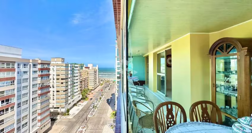 Apartamento de 3 dormitórios, suíte, dependência empregr., sacada, churrasqueira , vista mar