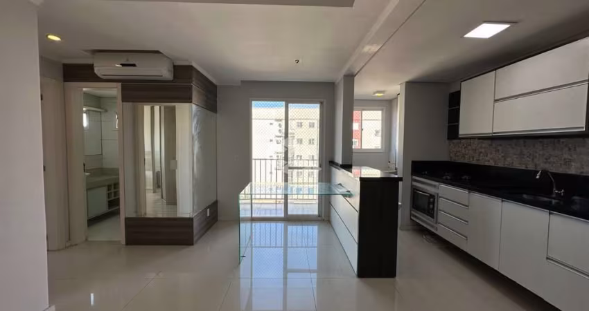 Apartamento 2 dormitórios semi mobiliado, 51 m² privativo, 1 vaga, bairro Fátima - Canoas