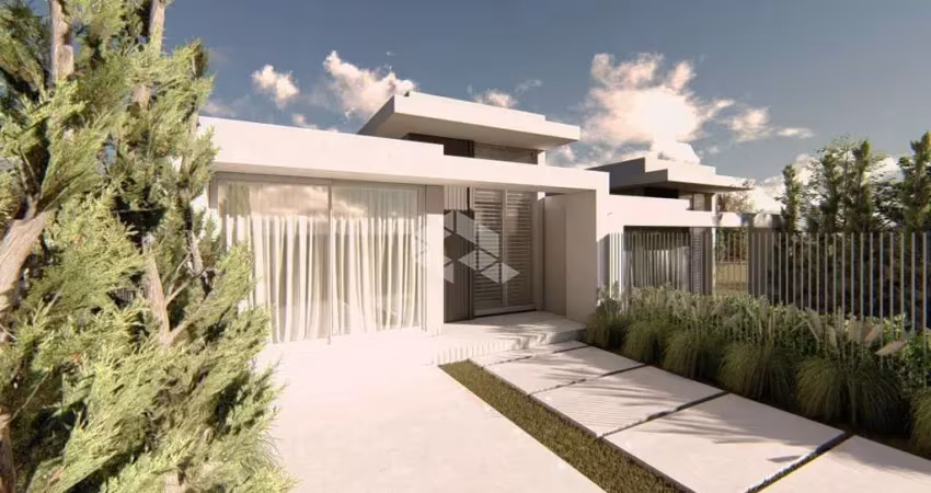 Sobrado em alvenaria com telhado em platibanda, com área construída de 77,94m²