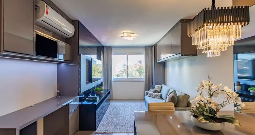 Apartamento à venda de 1 dormitório com suíte, 54m² e 2 vagas cobertas, no bairro três figueiras  em porto alegre - rs.