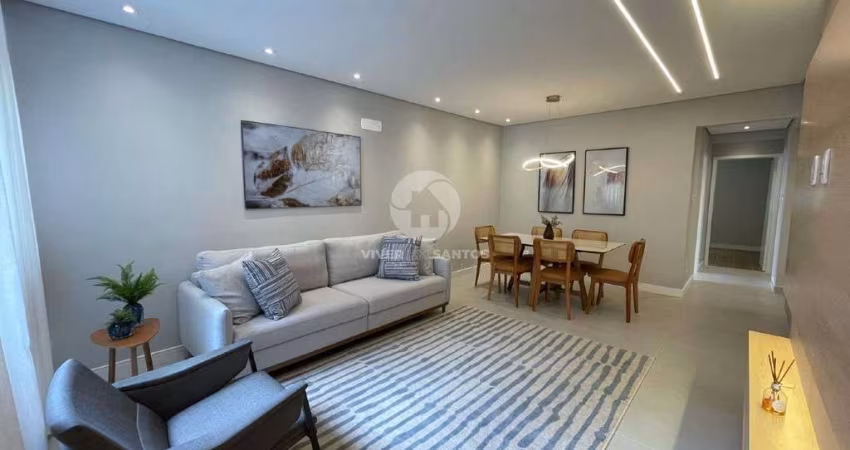 Apartamento à venda, 2 quartos, 1 suíte e closet, no Gonzaga, em Santos/SP - (PORTEIRA FECHADA).