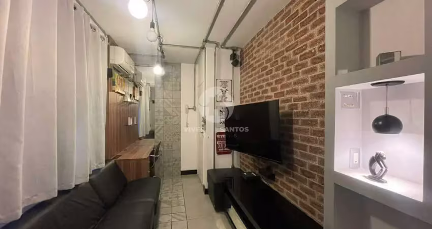 Apartamento à venda no boqueirão, santos – 1 quarto finamente decorado, mobiliado e a uma quadra da praia