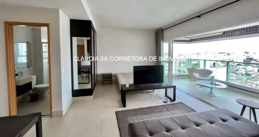 Studio mobiliado para locação no Composite Anália Franco, São Paulo-SP: 1 quarto, 1 banheiro, 2 vagas de garagem - 55,00 m².