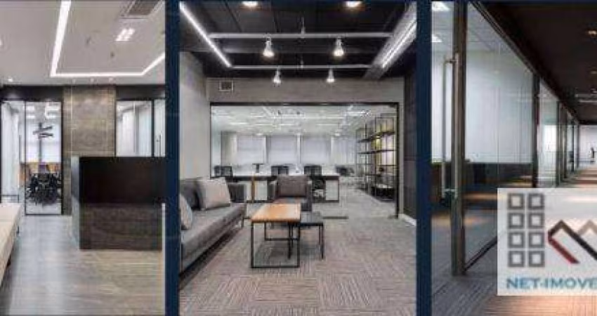 Conjunto Comercial (280m²), 2 Banheiros, 100% mobiliado, 5 Vagas. Na região da Berrini.