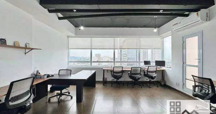 Conjunto comercial (63m²), 1 banheiro, mobiliado, 2 vagas. no centro de alphaville