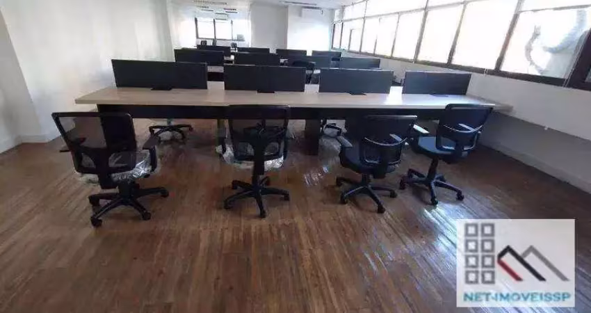 Conjunto comercial (133m²), mobiliado, 3 banheiros, 2 vagas. ao lado do shopping vila olímpia