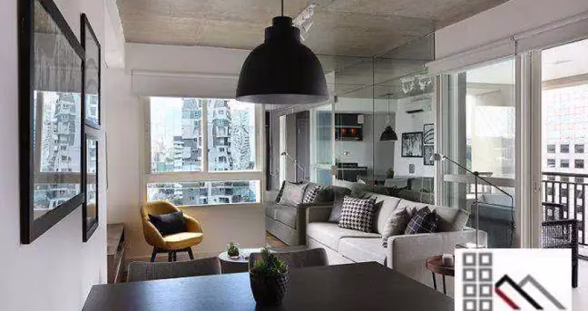 Studio 1 dormitório (62,17m²), 1 suíte, totalmente mobiliado, terraço, 1 vaga. a poucos metros da berrini