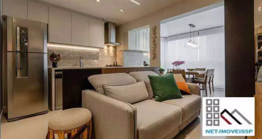 Apartamento 2 dormitórios (64m²), 1 suíte, mobiliado, terraço, 1 vaga.  a 200 metros da estação eucaliptos