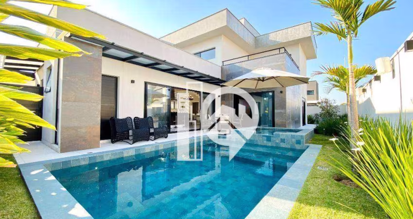 Casa luxuosa e mobiliada em condomínio 4 suítes com escritório e piscina à venda, 332 m² Jardim do Golfe 3 - SJCampos/SP