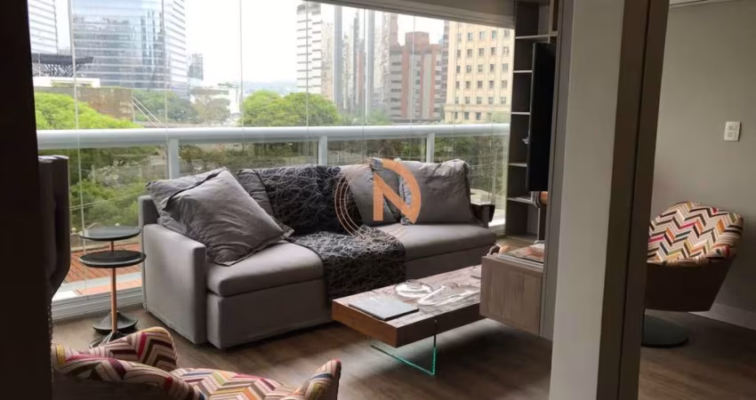 Apartamento mobiliado com uma suíte no edifício Horizonte JK na Vila Nova Conceição