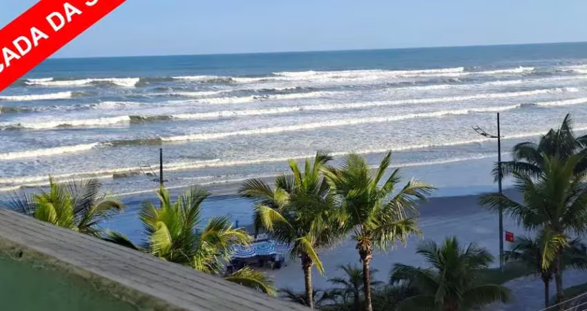 Apartamento 2 dormitórios em prédio frente ao mar, vista mar da sacada  à venda no caiçara em praia grande