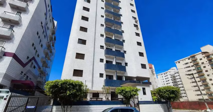 Apartamento para locação na guilhermina, praia grande-sp: 1 quarto, 2 salas, 1 banheiro, 1 vaga - 46m² de área!
