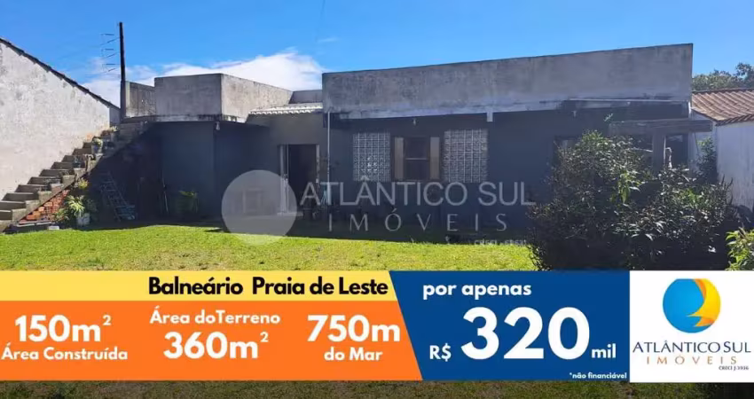 Casa com terreno amplo, 750m do mar em praia de leste, pontal do parana - pr