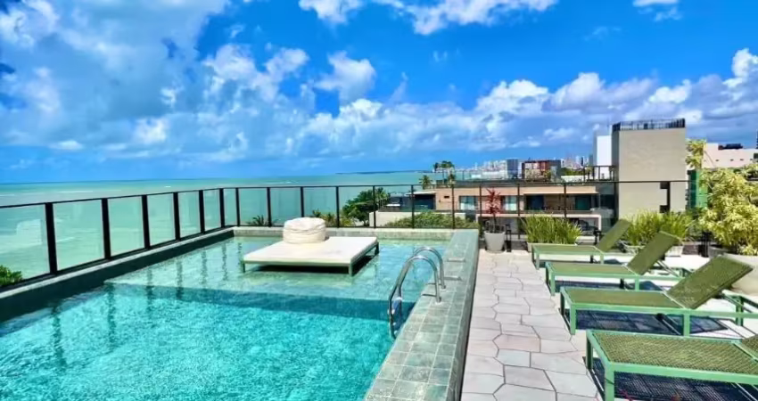 Flat pé na areia em frente as piscinas naturais do caribessa- finamente mobiliado com lazer completo e linda vista mar!