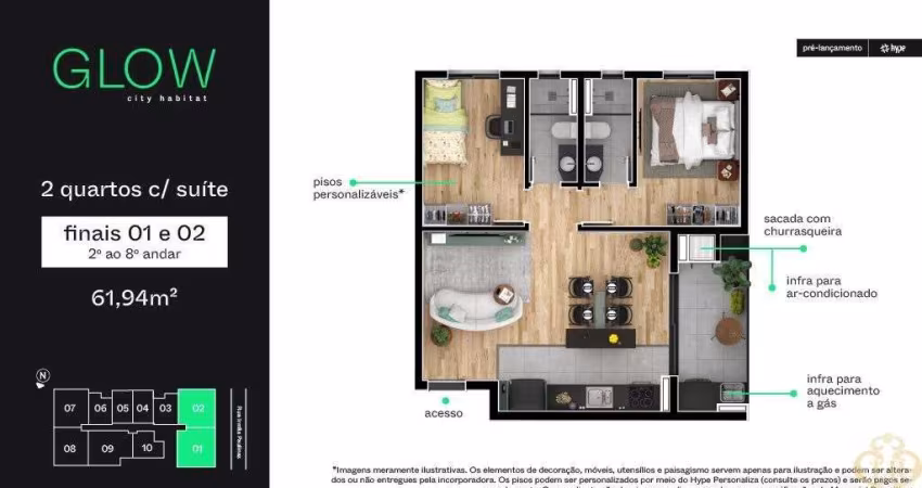 Glow City Habitat - Apartamento à venda no bairro Novo Mundo - Curitiba/PR