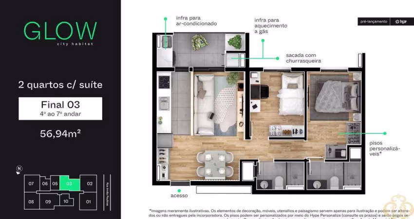 Glow City Habitat - Apartamento à venda no bairro Novo Mundo - Curitiba/PR