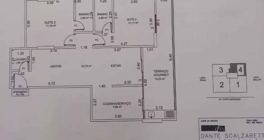 Apartamento para venda em praia grande, canto do forte, 2 dormitórios, 2 suítes, 2 banheiros, 1 vaga