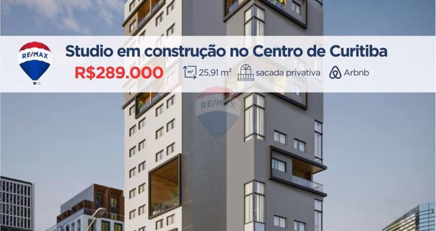 Studio à venda, 26 m2, sacada, Centro - Curitiba/PR