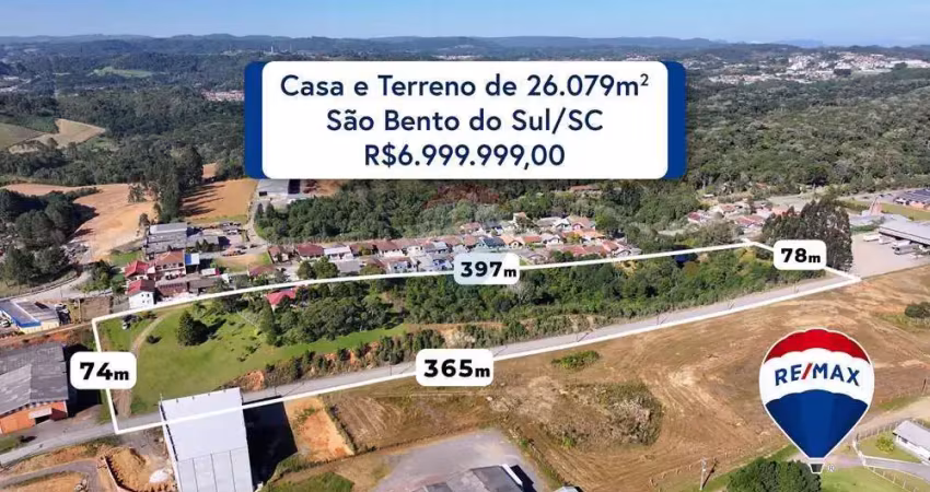 Terreno comercial e industrial com casa em santa catarina, são bento do sul com 26.000m2 ao lado da scm tecmatic