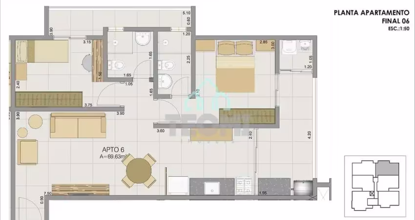 Apartamento à venda 2 quartos, 1 suite, 1 vaga, 69.63m², perequê-açu, ubatuba - sp | edifício sete