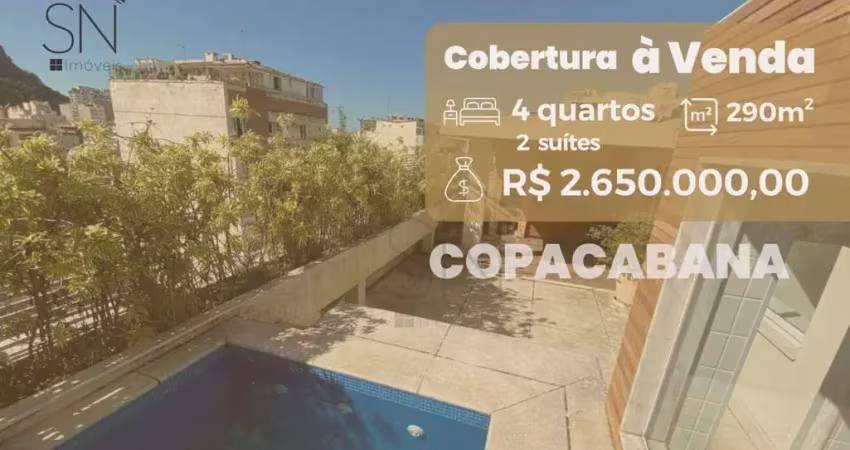 Cobertura com 4 dormitórios à venda, 290 m² por r$ 2.650.000,00 - copacabana - rio de janeiro/rj