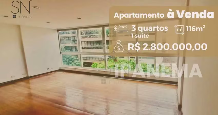 Apartamento com 3 dormitórios à venda, 116 m² por r$ 2.800.000,00 - ipanema - rio de janeiro/rj