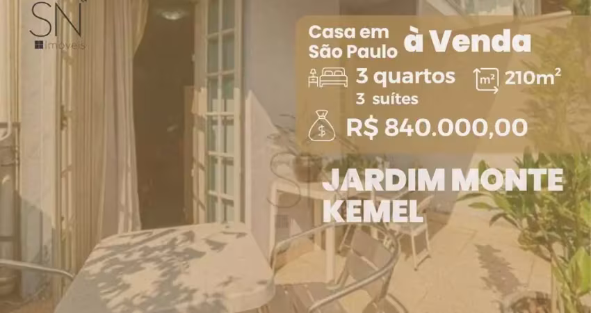 Casa com 3 suíte à venda, 210 m² por r$ 840.000 - jardim monte kemel - são paulo/sp