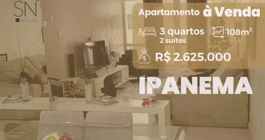 Apartamento com 3 dormitórios à venda, 108 m² por r$ 2.625.000,00 - ipanema - rio de janeiro/rj