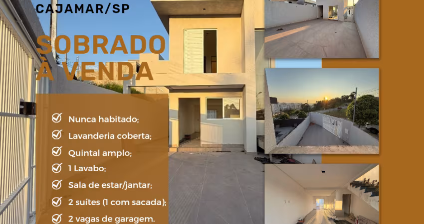 Sobrado para vender, pronto para morar, R$ 709 mil, 2 suítes (1 com sacada), 2 vagas, quintal amplo,  excelente localização, Portais III, Cajamar/SP