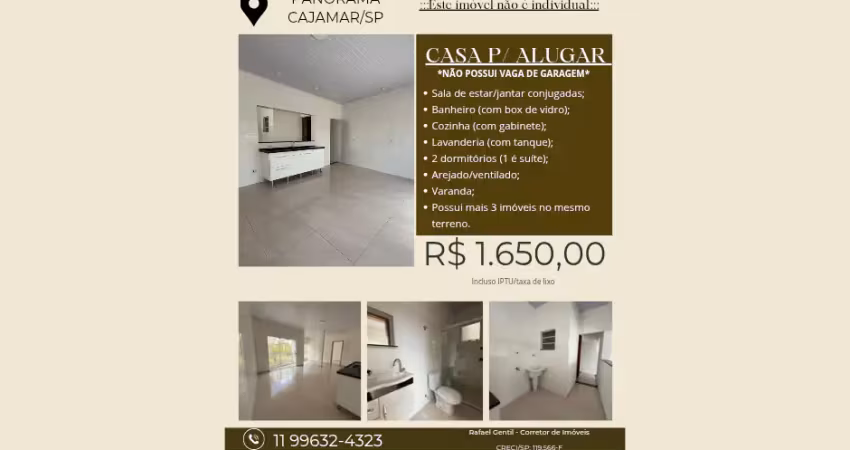 Cada para locação, 2 dorms, 1 suíte, não é individual, não tem garagem,  panorama/polvilho-cajamar/sp