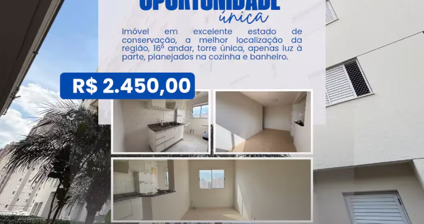 Apartamento para locação,  1450 incluso água, gás, condomínio e iptu. portais ii, cajamar, 16 andar, 47m², 1 vaga.  apenas luz a parte.