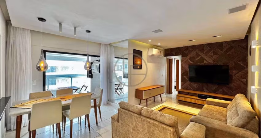 Apartamento Mobiliado com Sacada Gourmet Vista Mar e Lazer Completo