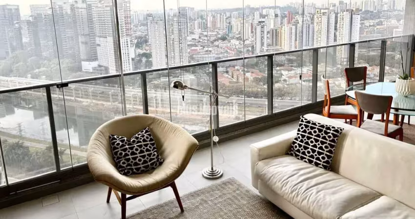 Parque global residencial marginal do rio pinheiros, 142m2, 2 suites, 2 vagas mobiliado