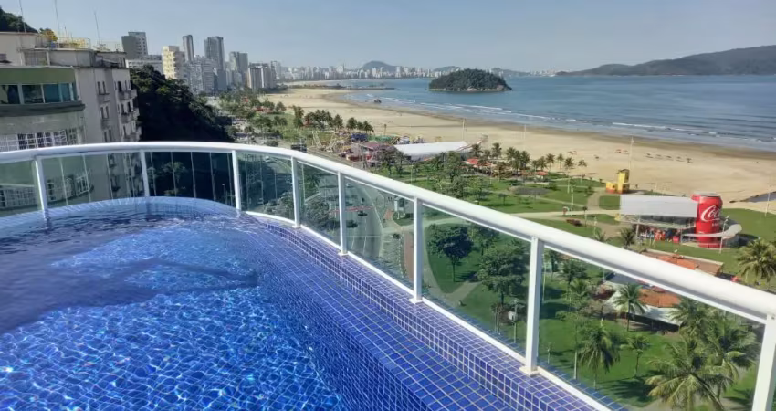 Apartamento luxuoso de 3 suítes com varanda de frente para o mar na praia do itararé, são vicente