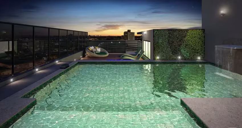 Apartamento 45m², 01 dormitório, 01 banheiro e 01 vaga na garagem.  condomínio com portaria, segurança 24hrs, piscina, churrasqueira, sauna