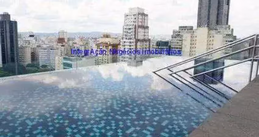Apartamento Studio 35m², 01 dormitório, 01 banheiro e 01 vaga na garagem.  Condomínio com Segurança, Portaria, Salão de festas, Salão de jogos